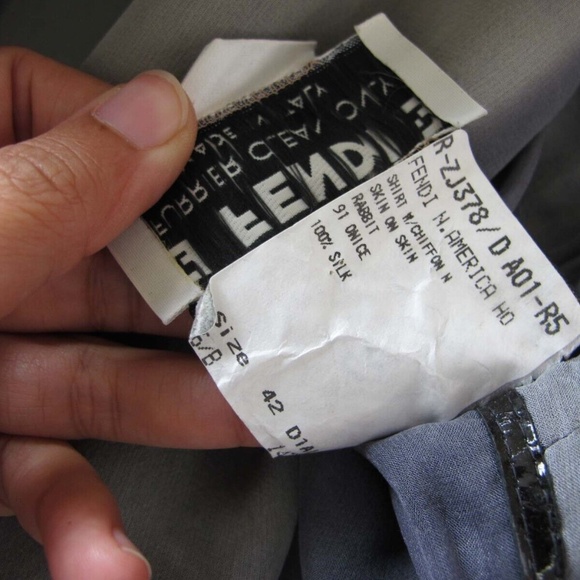 Fendi Black Rabbit Fur Short Jacket Top Size 42 Small Garment Bag Henry Hanger - Picture 6 of 10